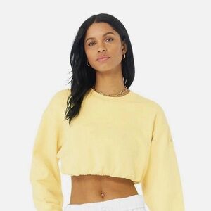 Alo Yoga Devotion Crew Neck Crop Pullover Buttercup Yellow Women’s XS